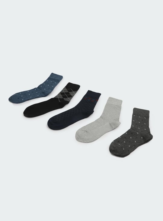 Men Printed Crew length Socks - Pack of 5