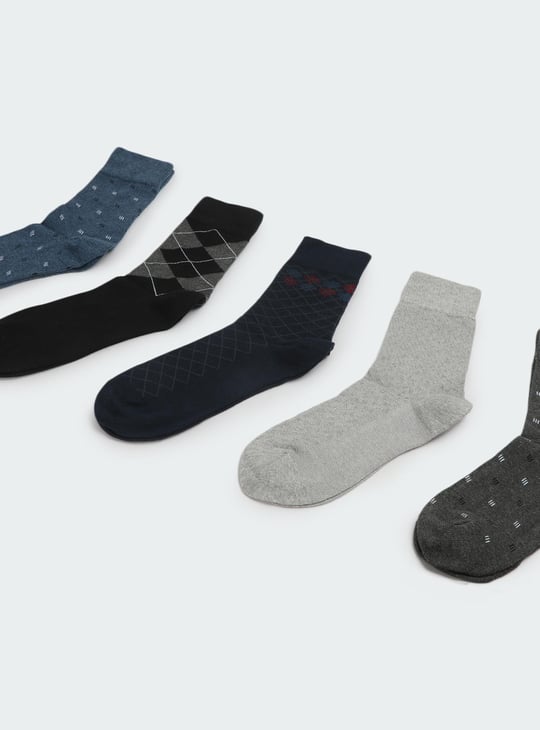Men Printed Crew length Socks - Pack of 5