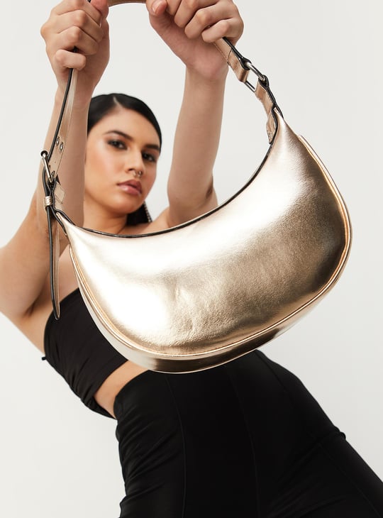 Women Metallic Crescent Bag