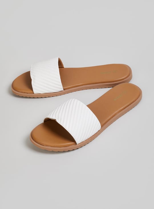Women Quilted Open-Toe Flat Sandals