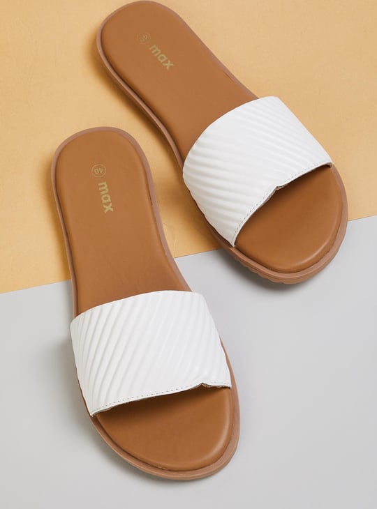 Women Quilted Open-Toe Flat Sandals