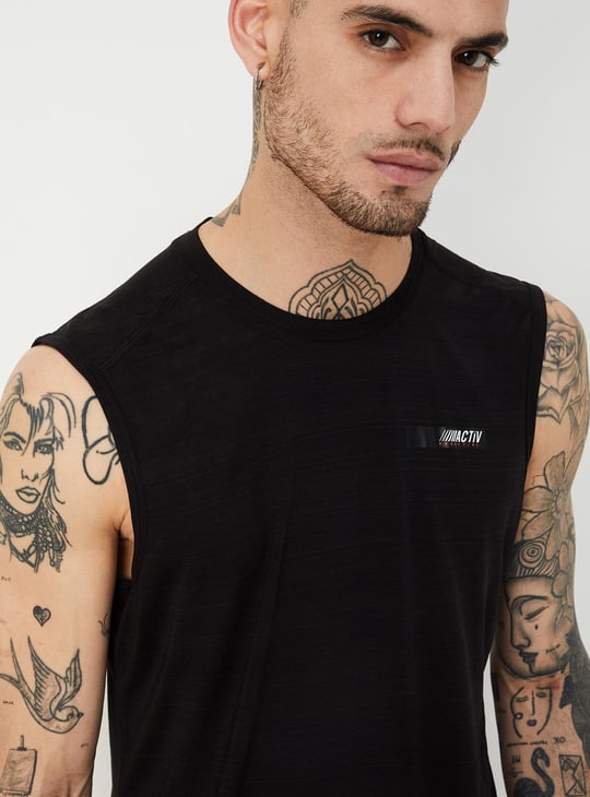 Men Solid Sleeveless T-shirt