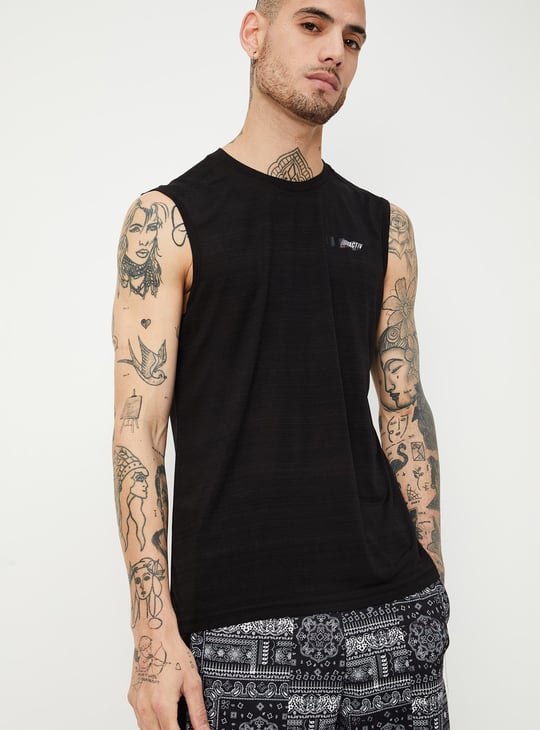 Men Solid Sleeveless T-shirt