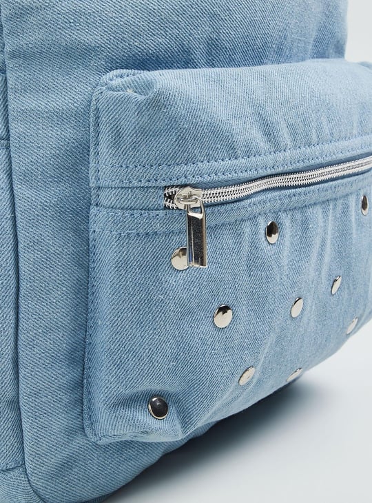 Women Studded Denim Backpack