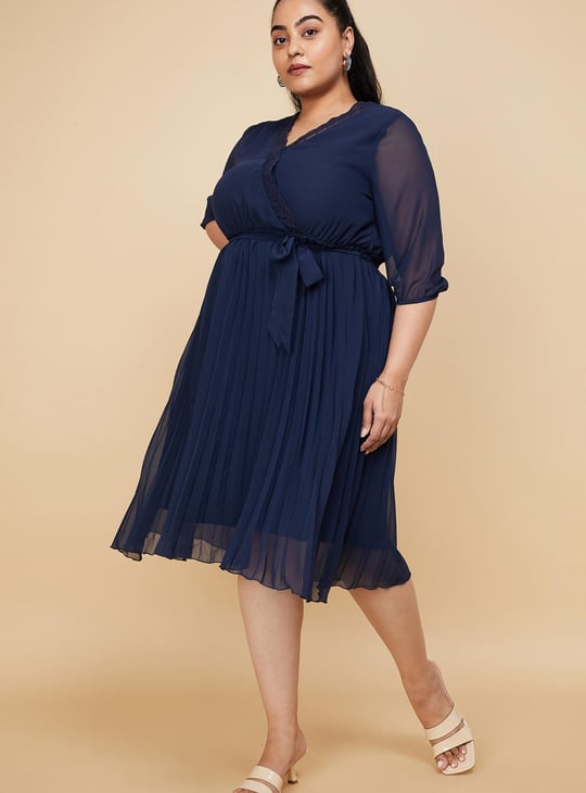 Women Pleated Midi Dress