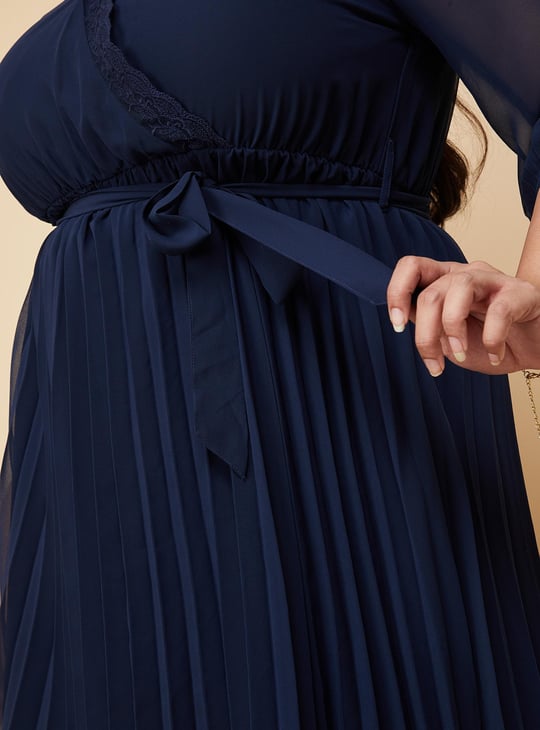 Women Pleated Midi Dress