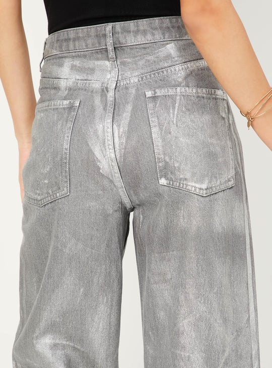 Women Metallic Print Skater Fit Jeans