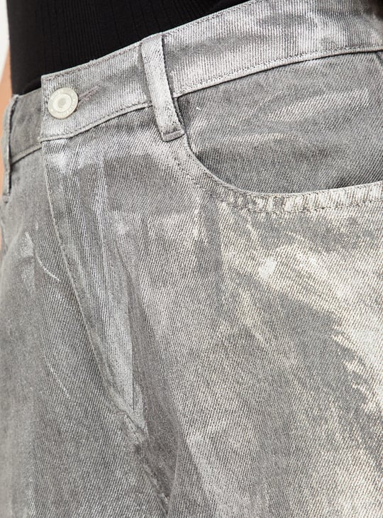 Women Metallic Print Skater Fit Jeans