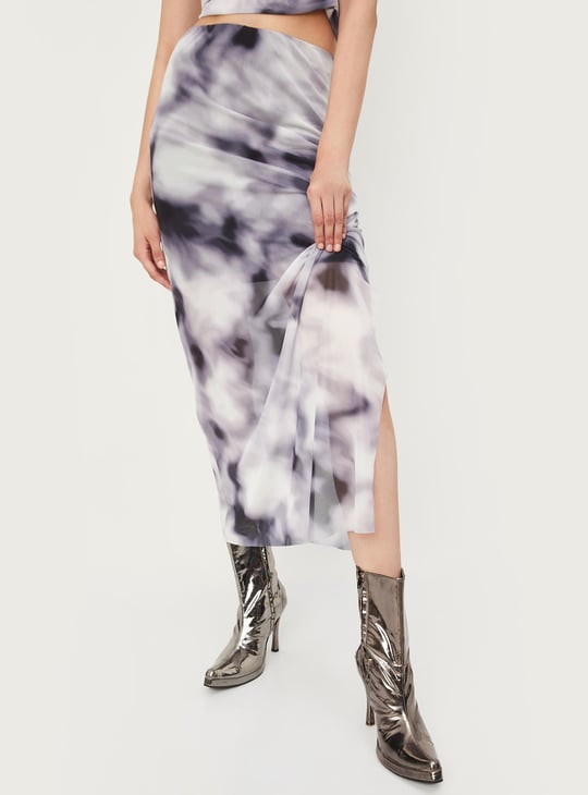 Women Tie-Dye Printed Maxi Skirt