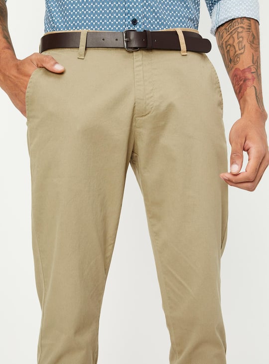 Men Skinny Fit Solid Chinos