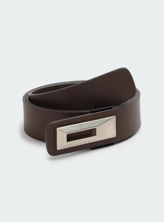 Men Solid Push Pin Formal Belt