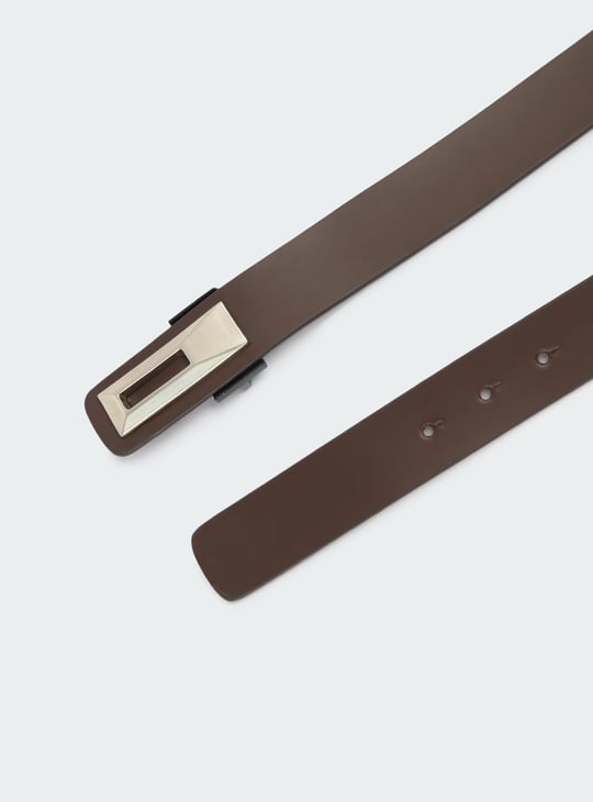 Men Solid Push Pin Formal Belt