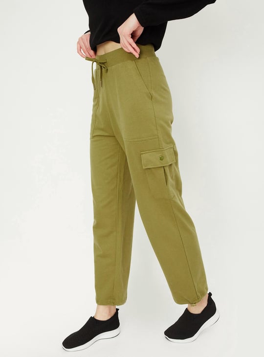 Women Solid Cargo Track Pants