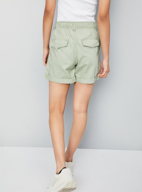 Girls Solid Elasticated High Rise Shorts