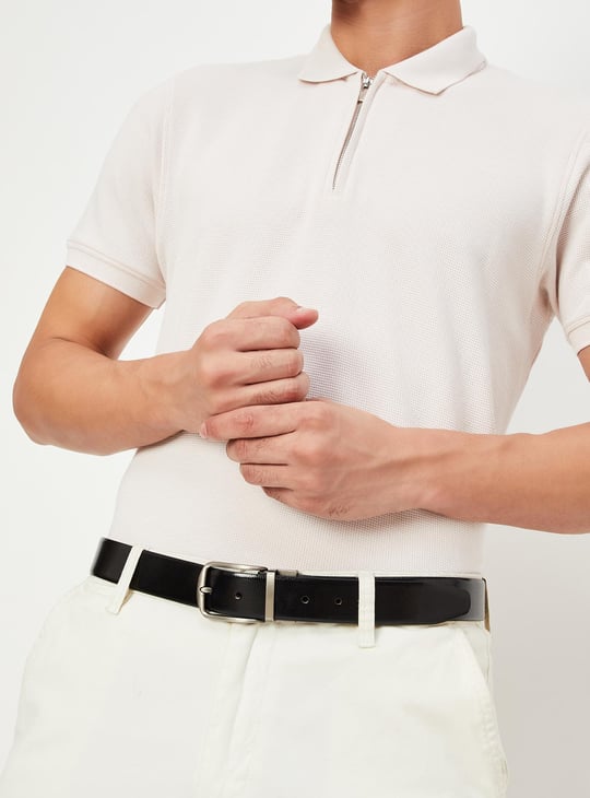 Men Embossed Reversible Formal Leather Belt