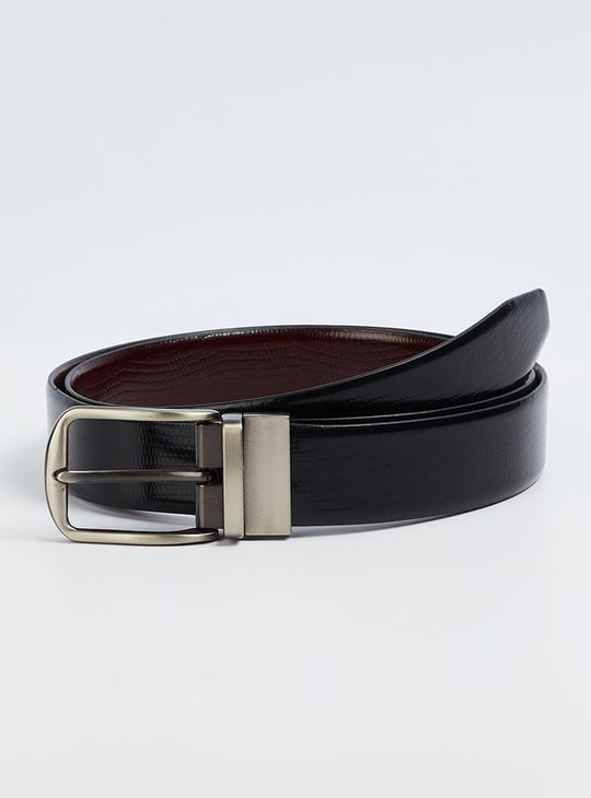 Men Embossed Reversible Formal Leather Belt