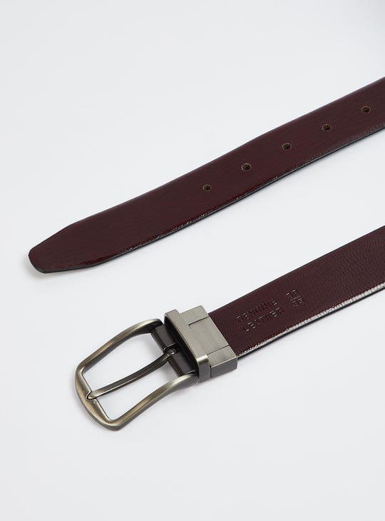 Men Embossed Reversible Formal Leather Belt