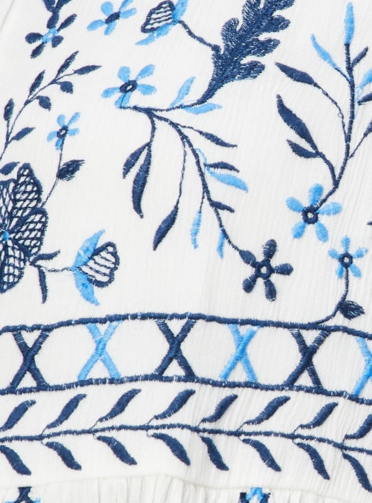 Women Embroidered Midi Boho Dress