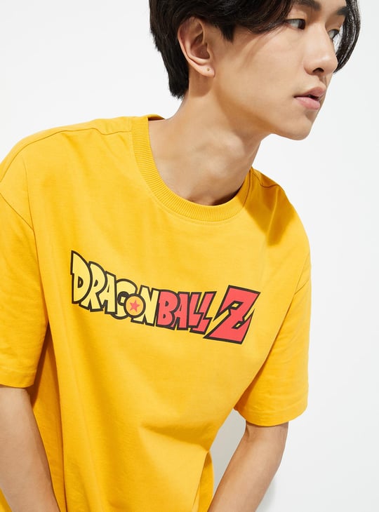 URB_N Men Oversized Dragon Ball Z T-shirt | Yellow | Printed