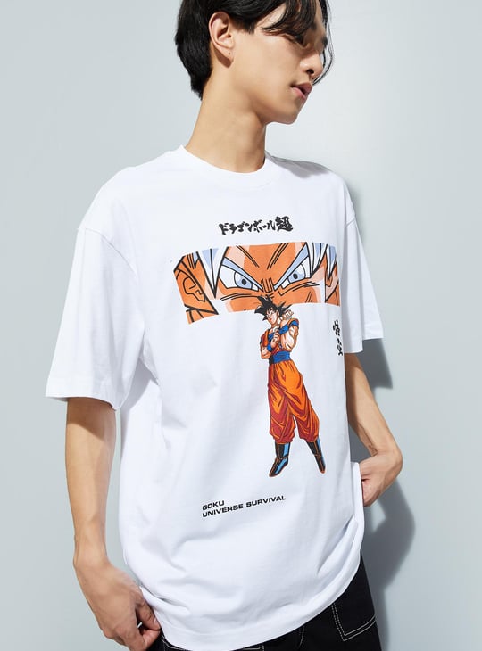 t*n様 Braggin Dragon TheThreeRobbers TENN URB_N Men Oversized Dragon Ball Z T-shirt | White | Printed