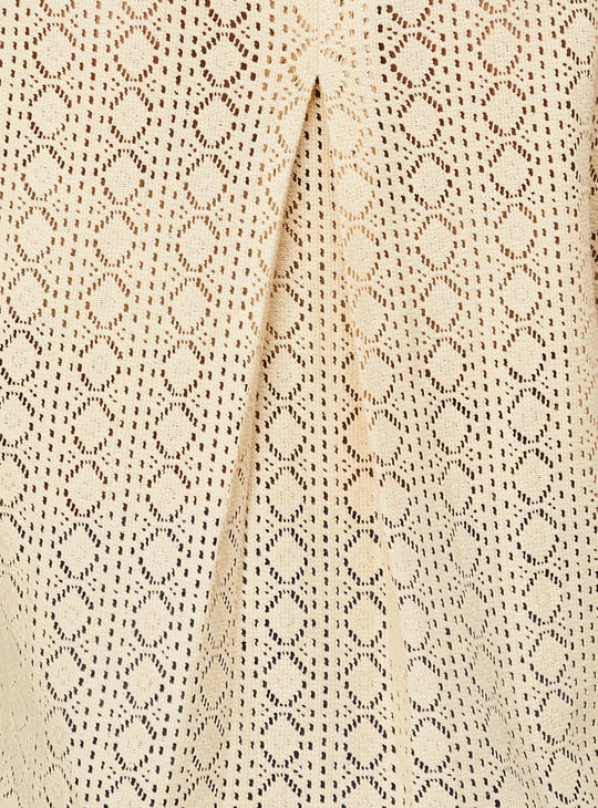 Women Crochet Crop Shirt-style Top