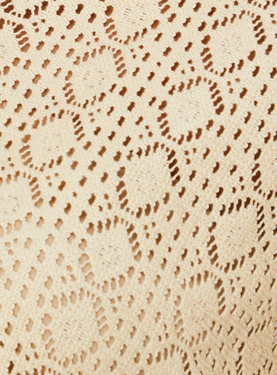 Women Crochet Crop Shirt-style Top