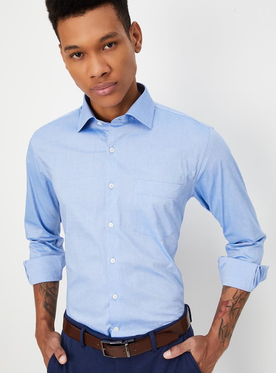 Men Slim Fit Solid Formal Shirt