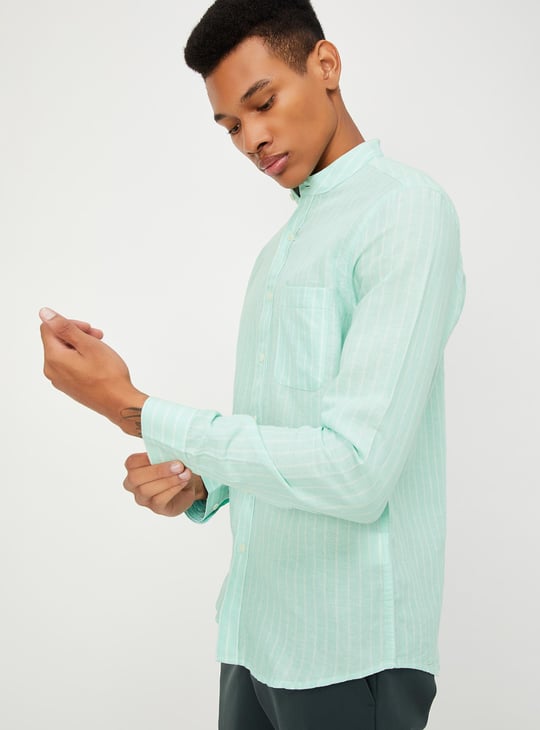 Men Regular Fit Striped Casual Linen Shirt