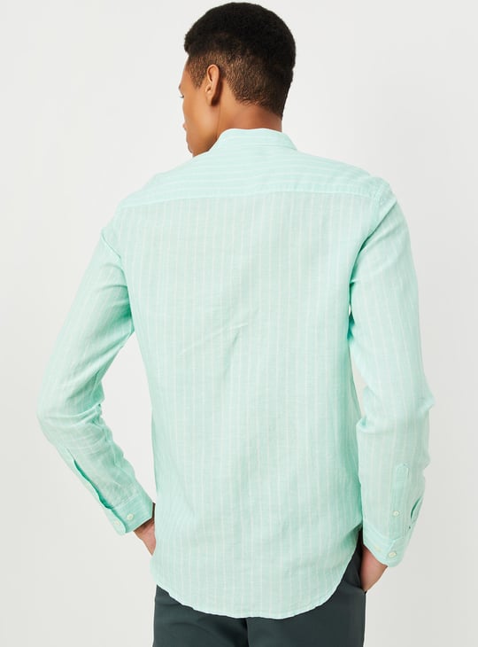 Men Regular Fit Striped Casual Linen Shirt