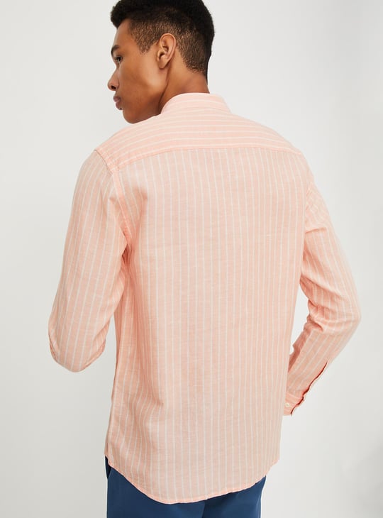 Men Regular Fit Striped Casual Linen Shirt