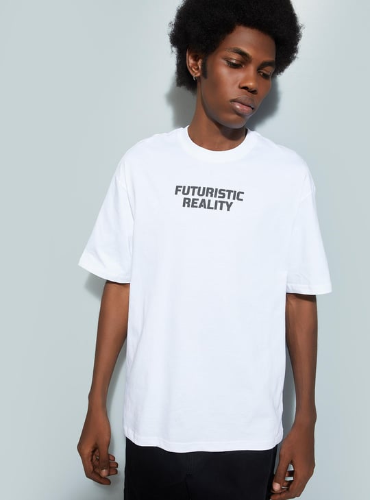 URB_N Men Oversized Back Print T-shirt | White | Printed