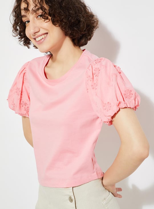URB_N Women Embroidered Sleeve Top