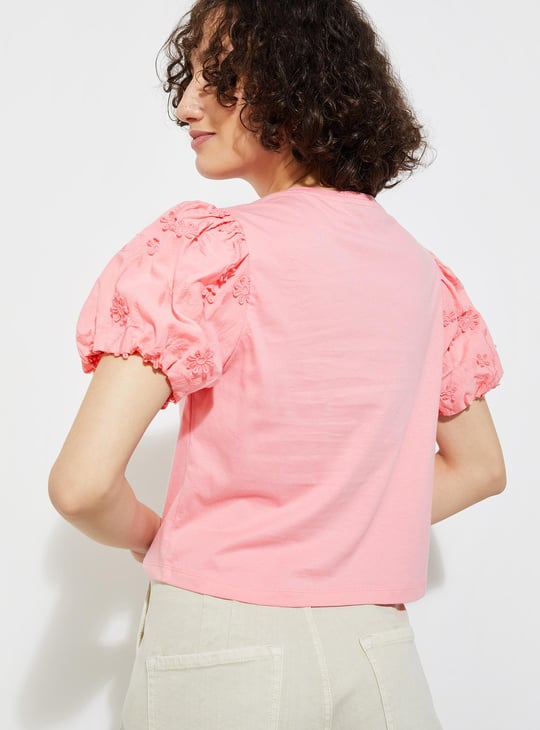 URB_N Women Embroidered Sleeve Top