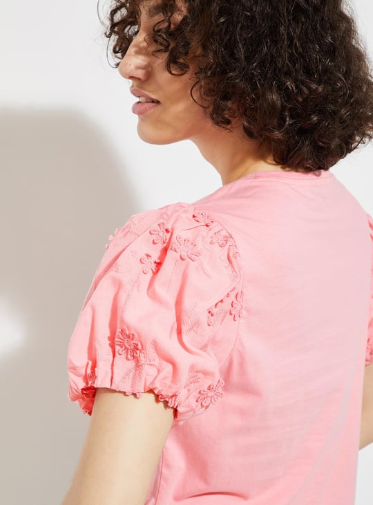 URB_N Women Embroidered Sleeve Top