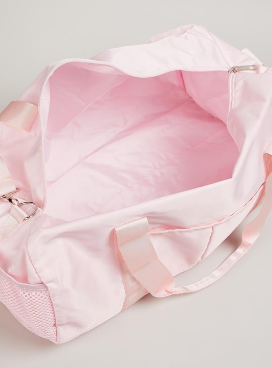 Women Solid Duffel Bag Pink Polyester