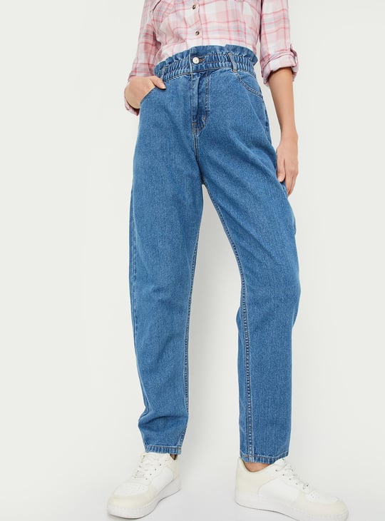 Women Mom Fit Solid Jeans
