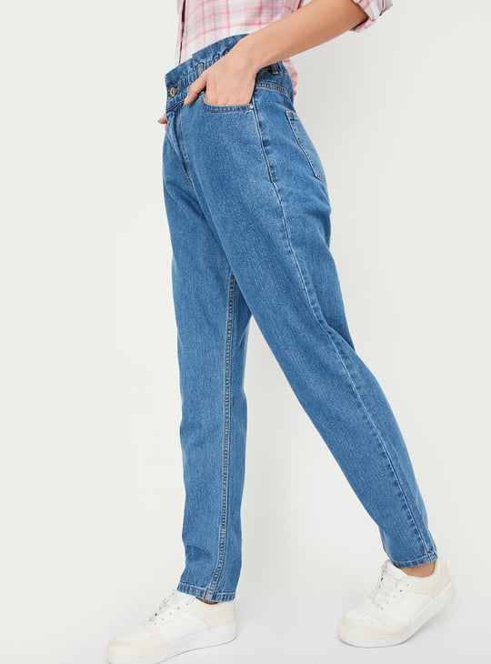 Women Mom Fit Solid Jeans