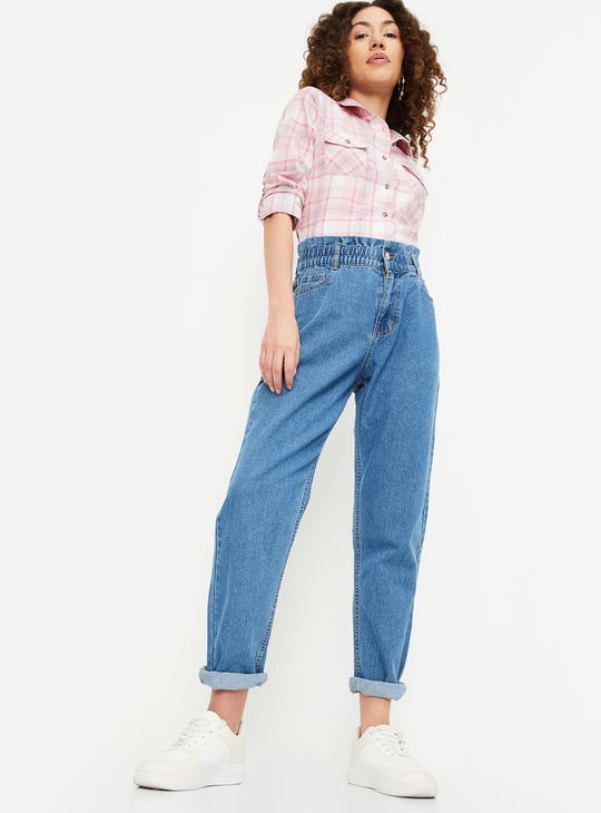 Women Mom Fit Solid Jeans