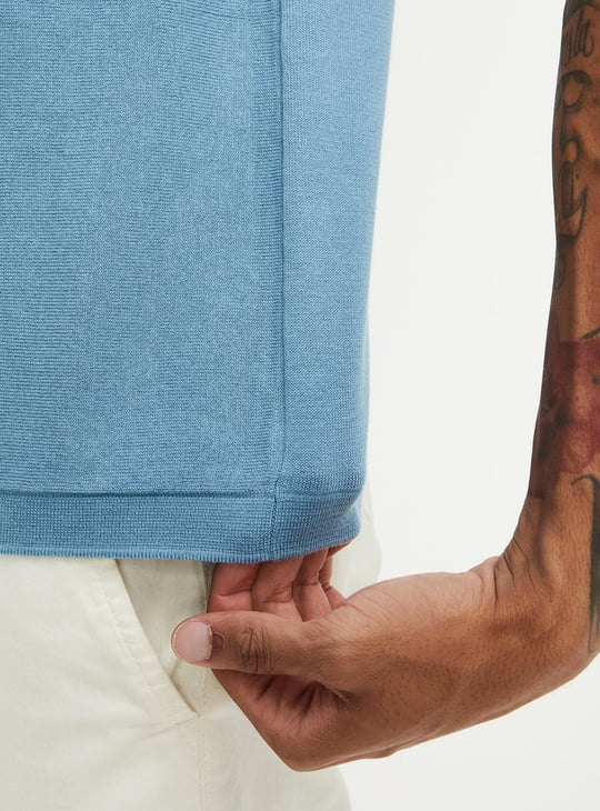 Men Striped Flat Knit Polo T-shirt