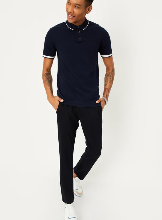 Men Slim Fit Flat Knit Polo T-shirt