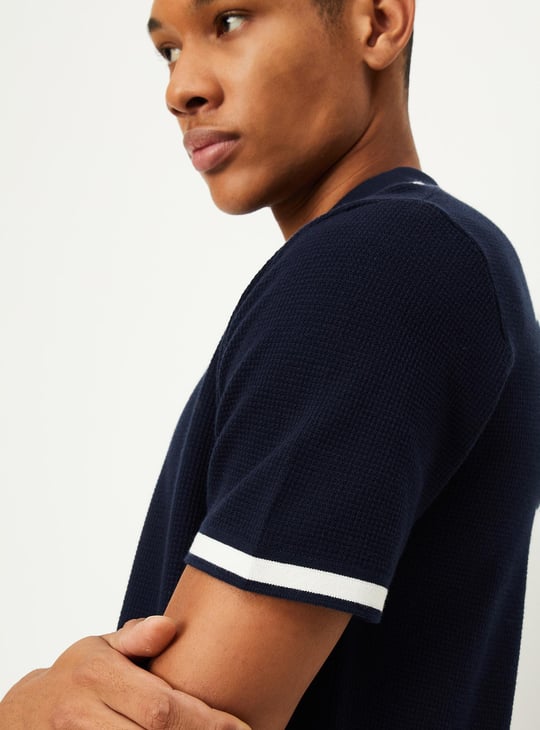 Men Slim Fit Flat Knit Polo T-shirt