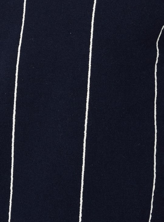 Men Striped Flat Knit Polo T-shirt