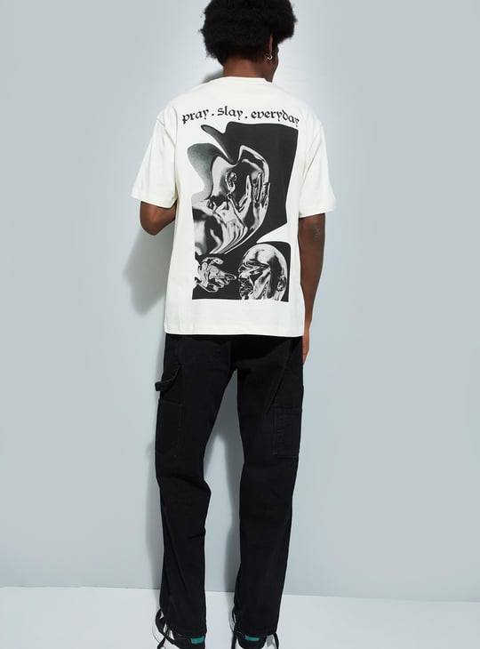 URB_N Men Oversized Back Print T-shirt