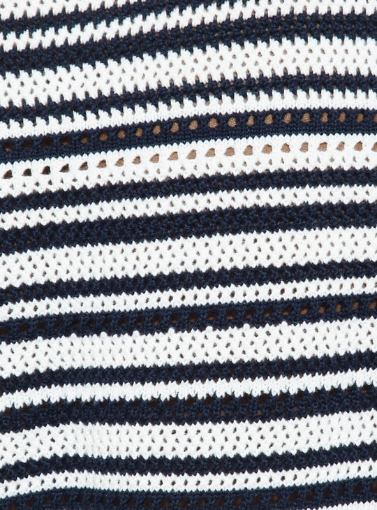 URB_N Men Oversized Striped Knit Polo T-shirt