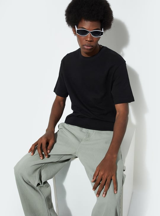 URB_N Men Regular Fit Textured T-shirt