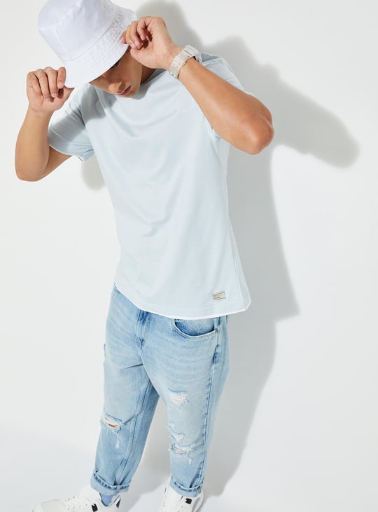 URB_N Men Oversized Solid T-shirt Blue Solid