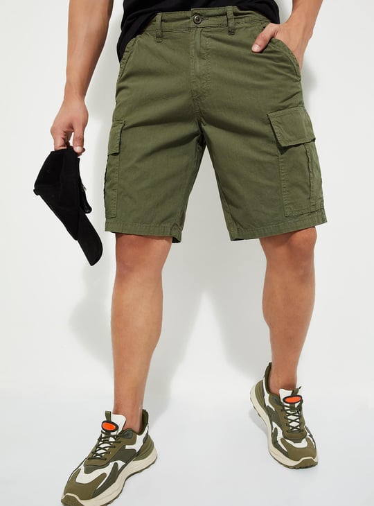 URB_N Men Solid Cargo Shorts