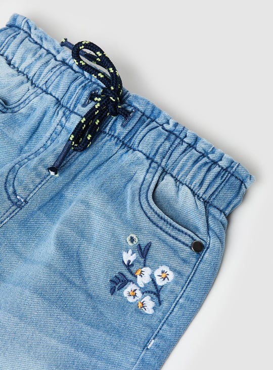 Girls Washed Denim Joggers