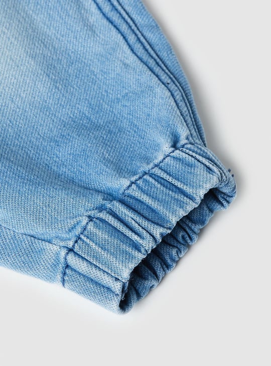 Girls Washed Denim Joggers
