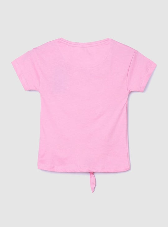 Girls Daisy Duck Print T-shirt with Knotted Hem